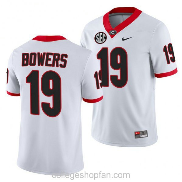 Mens Brock Bowers Georgia Bulldogs Uga #19 Authentic White Football College Jersey